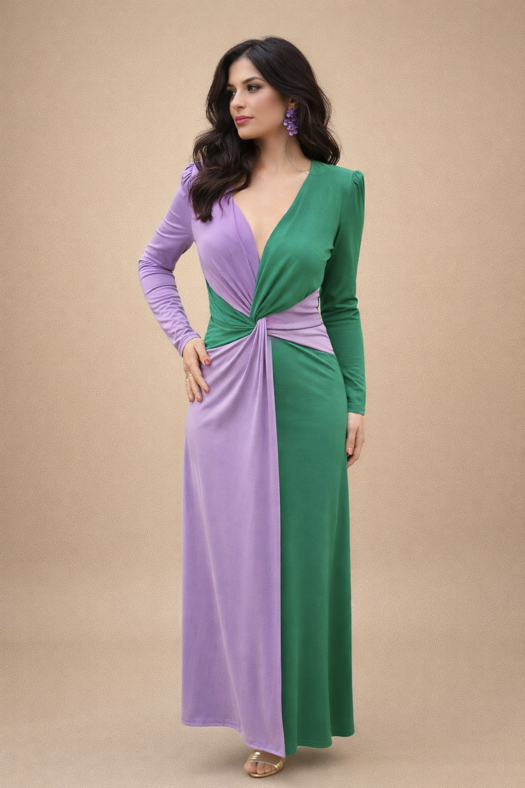 Vestido bicolor midi evento