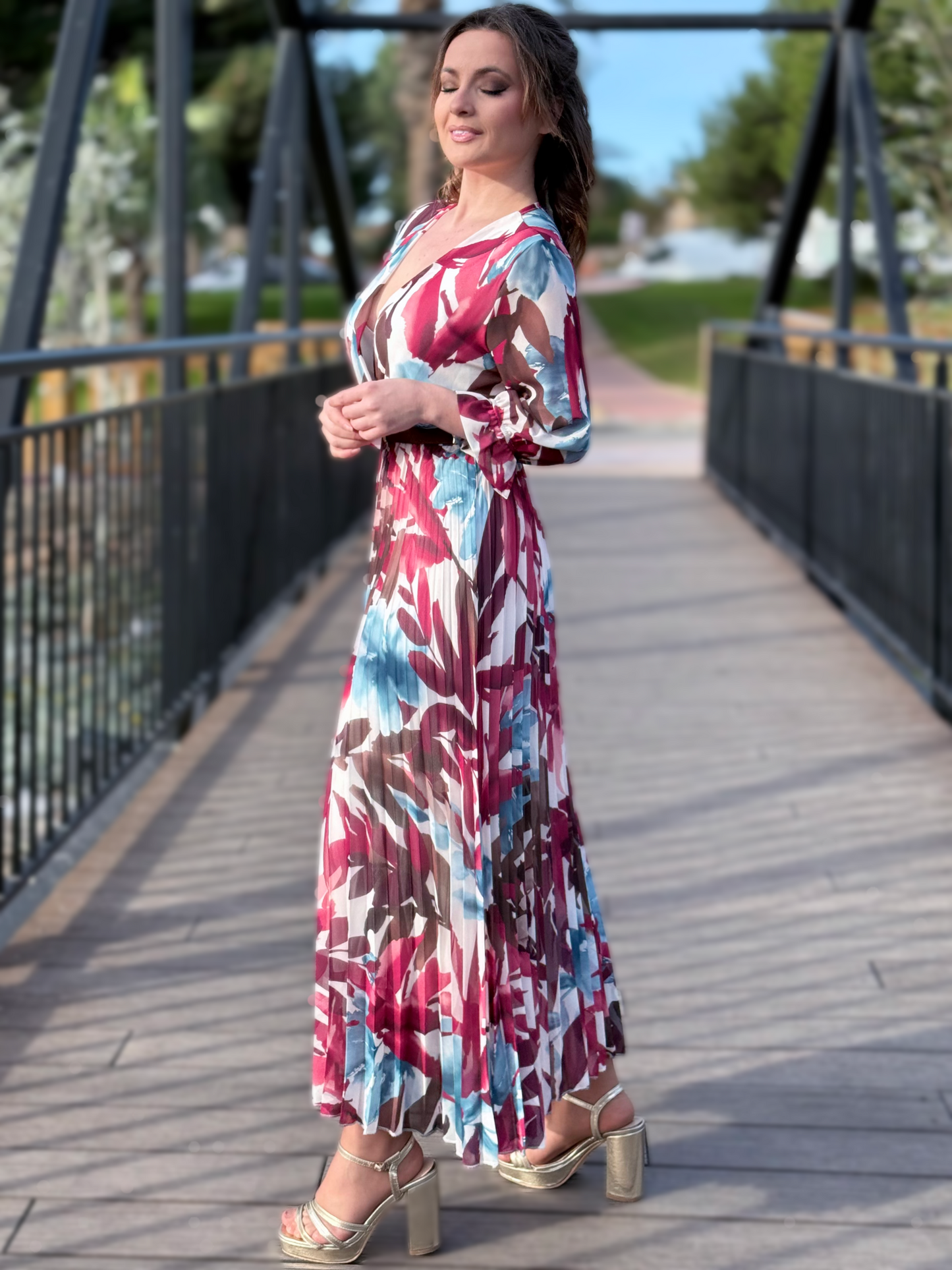 Vestido largo plisado