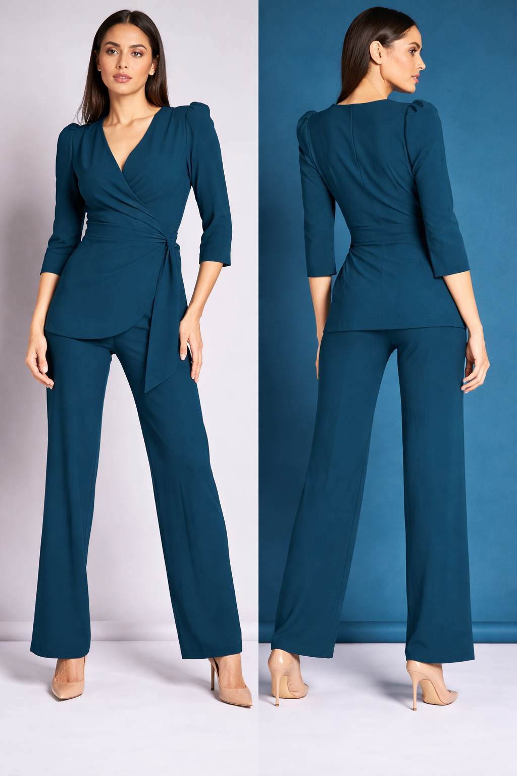 Conjunto traje chaqueta tipo blusa y pantalon