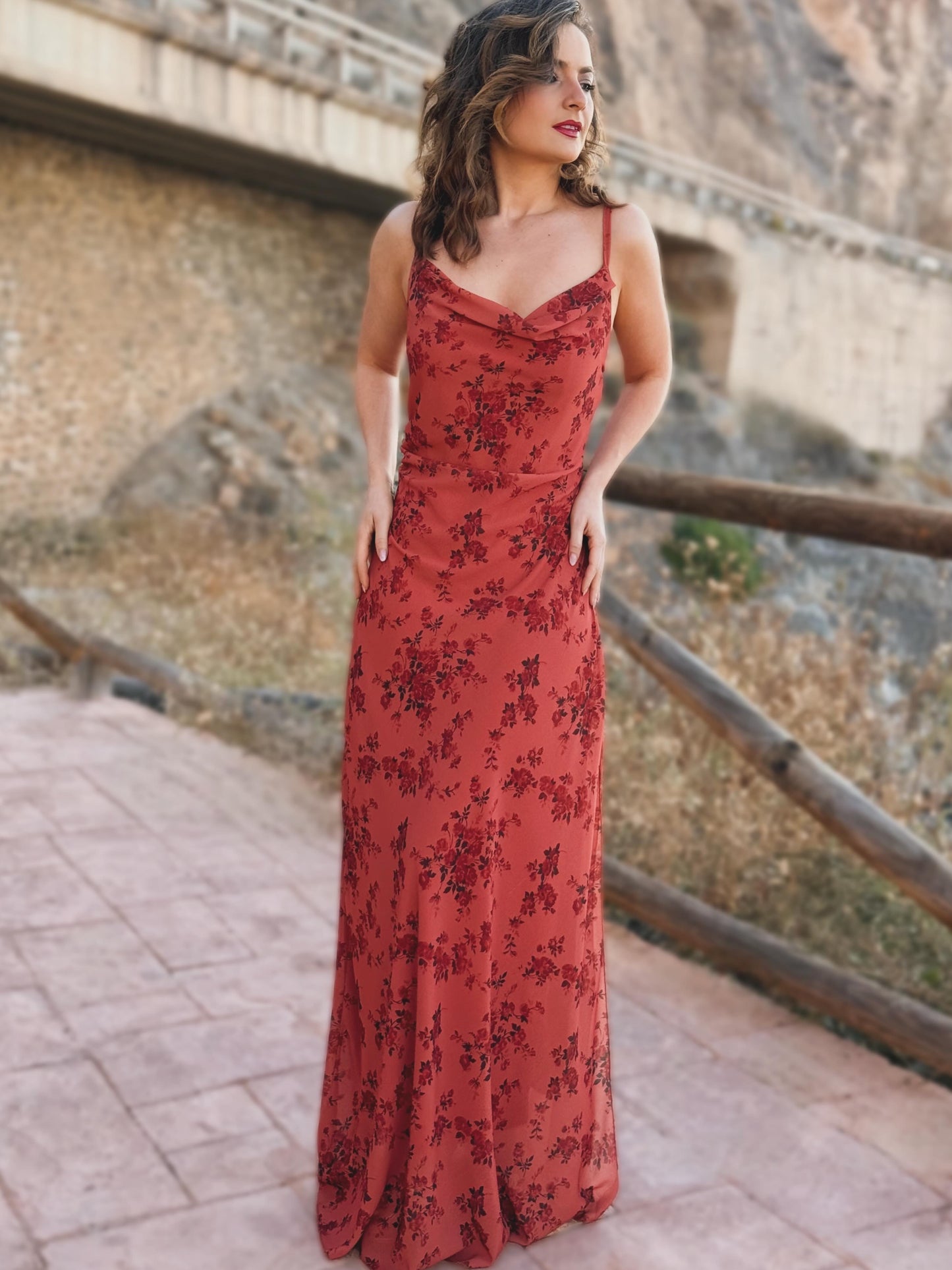 Vestido largo estampado