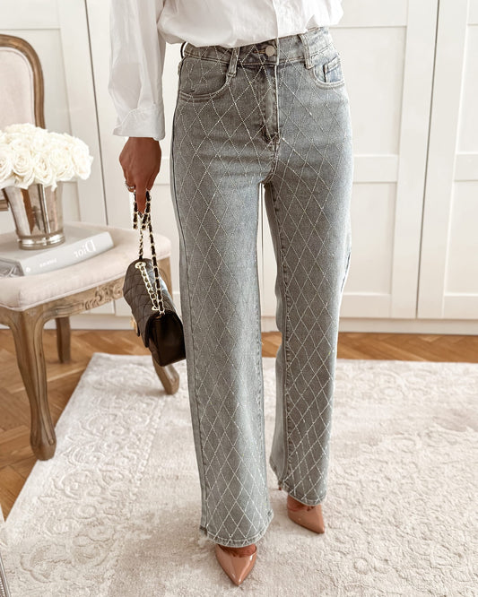 Pantalón recto brillos