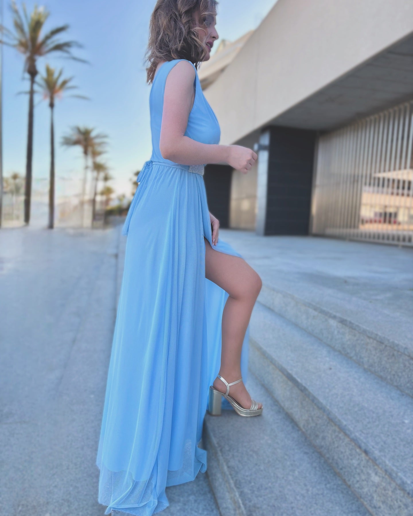 Vestido evento largo de tul