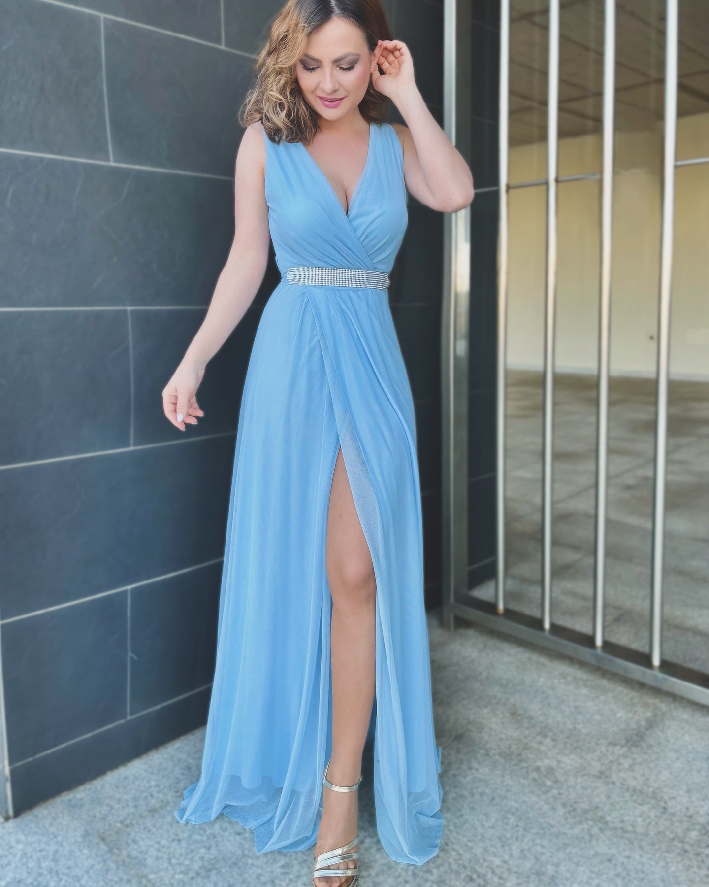 Vestido evento largo de tul