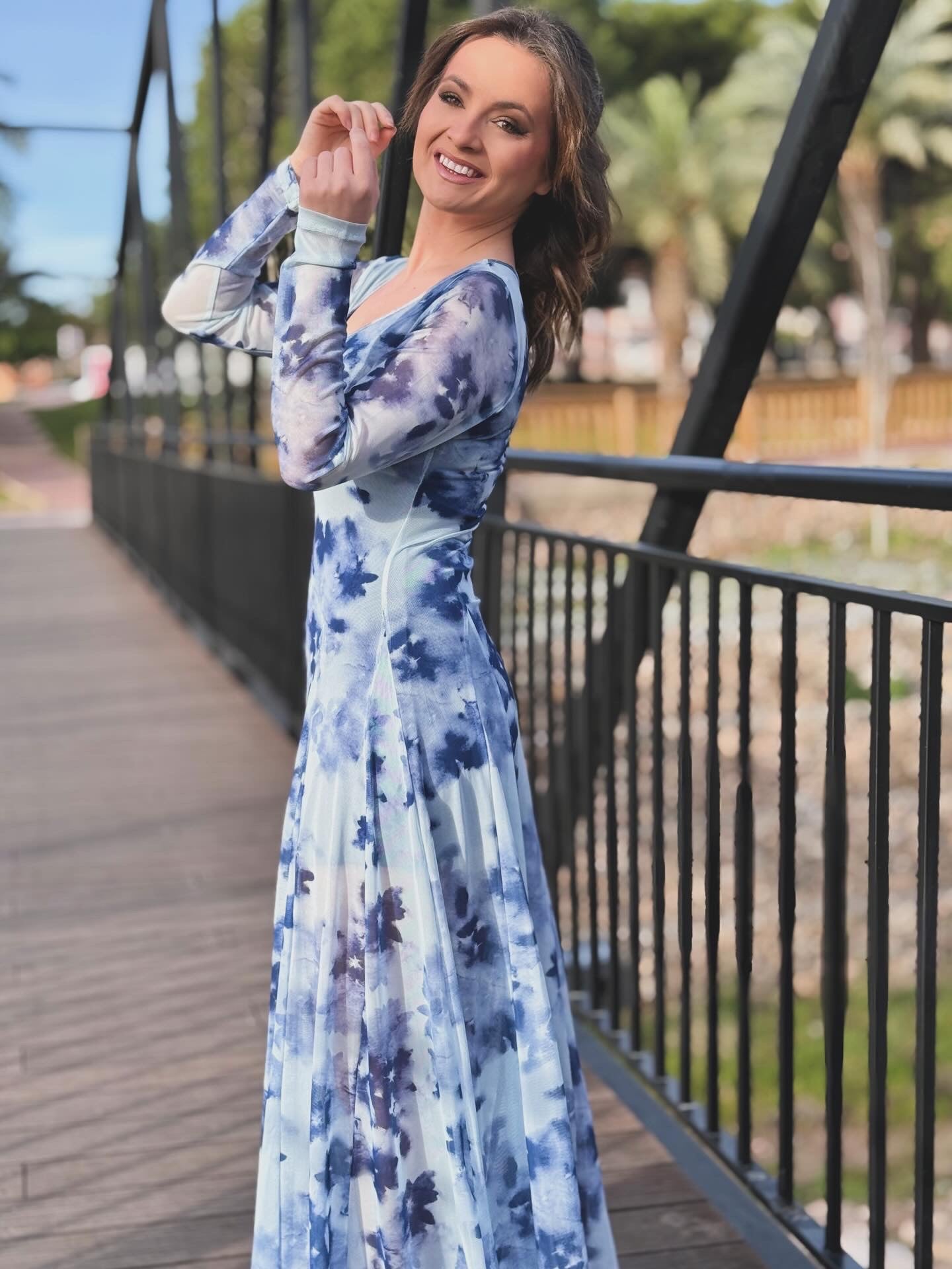 Vestido largo estampado tul
