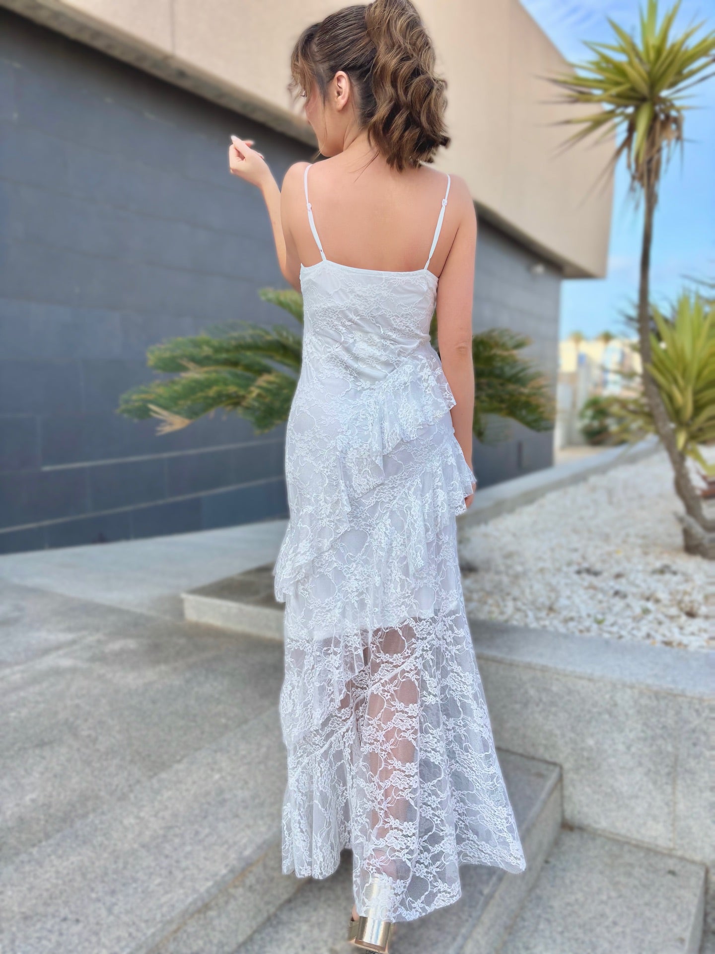 Vestido largo ibicenco de encaje
