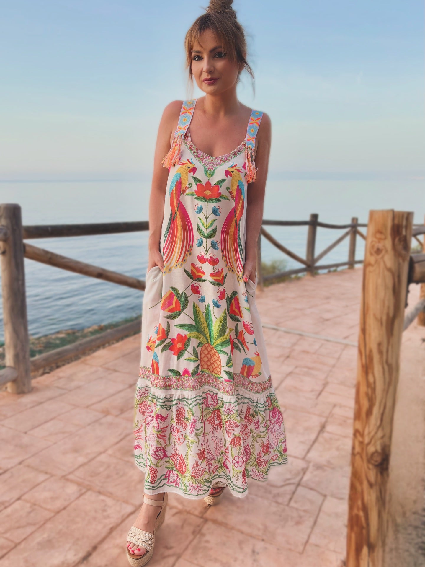 Vestido estampado midi