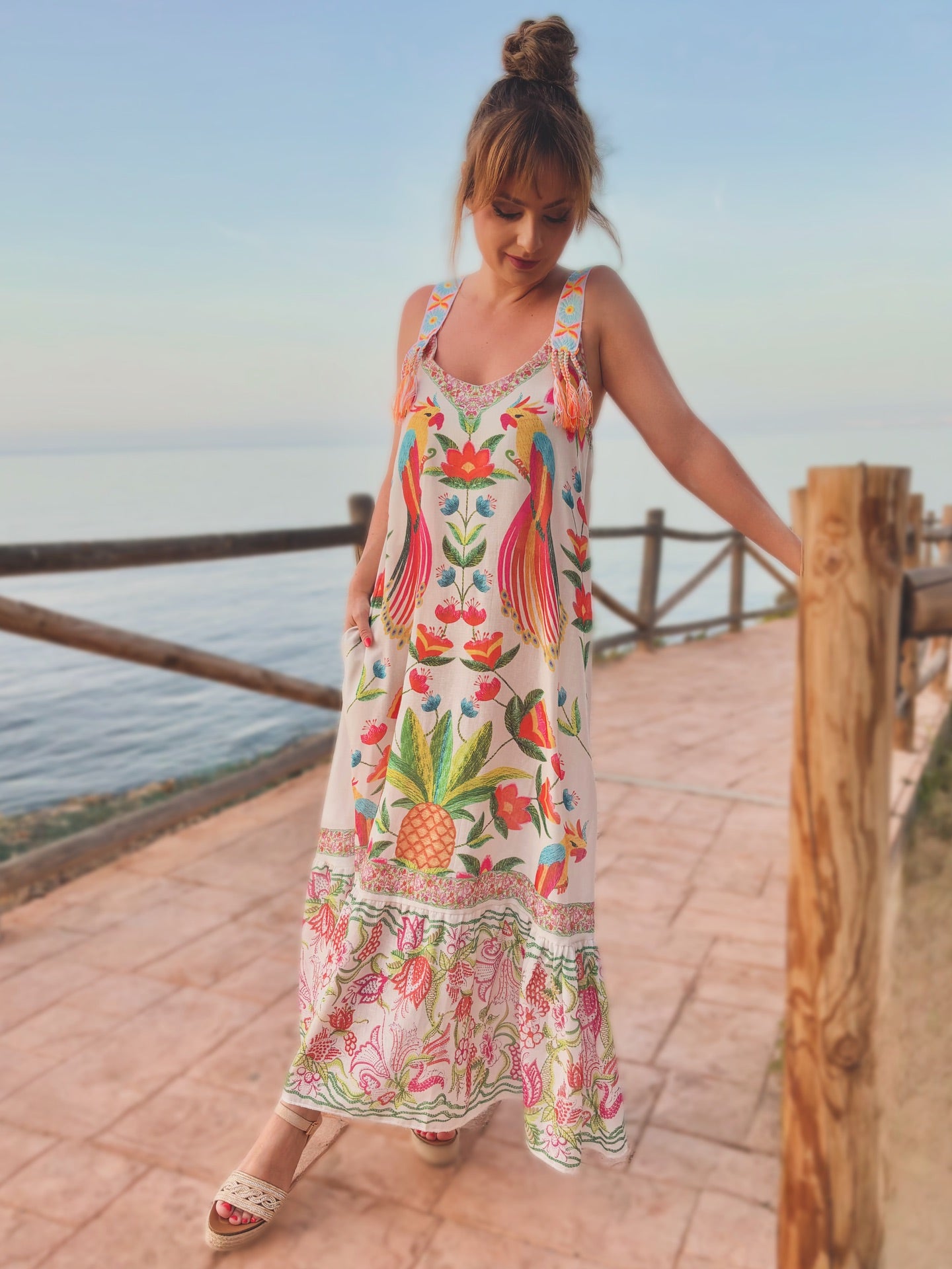 Vestido estampado midi