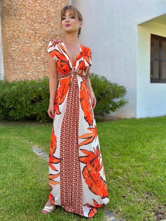 Vestido largo estampado