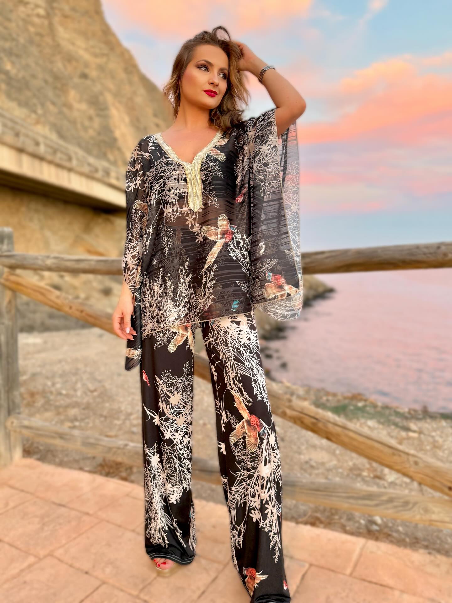 Conjunto blusa y pantalón fluido