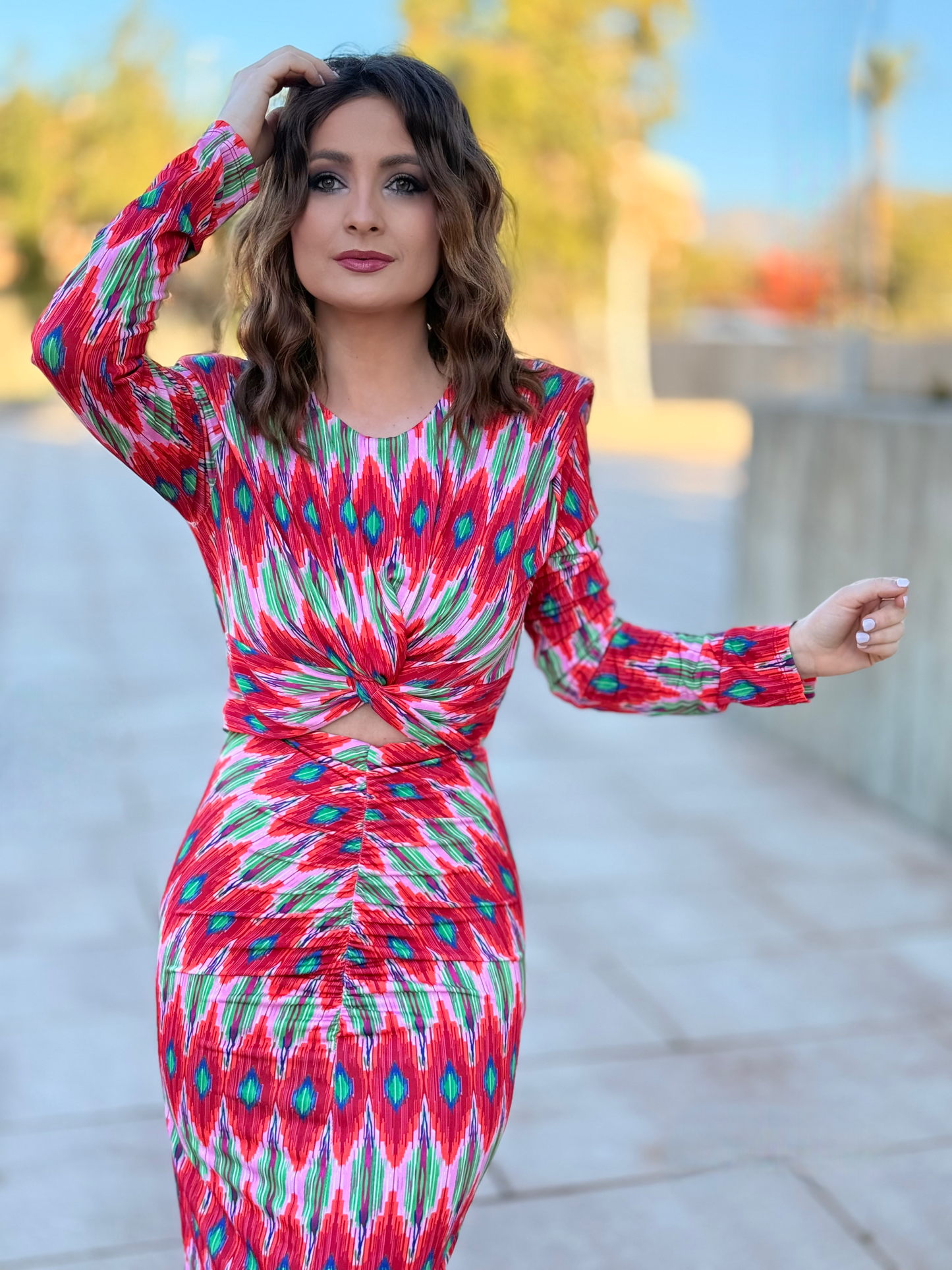 Vestido midi evento estampado