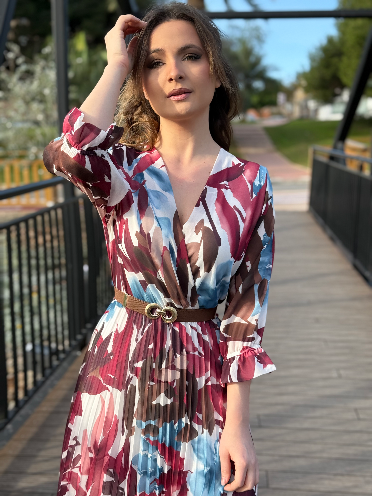 Vestido largo plisado