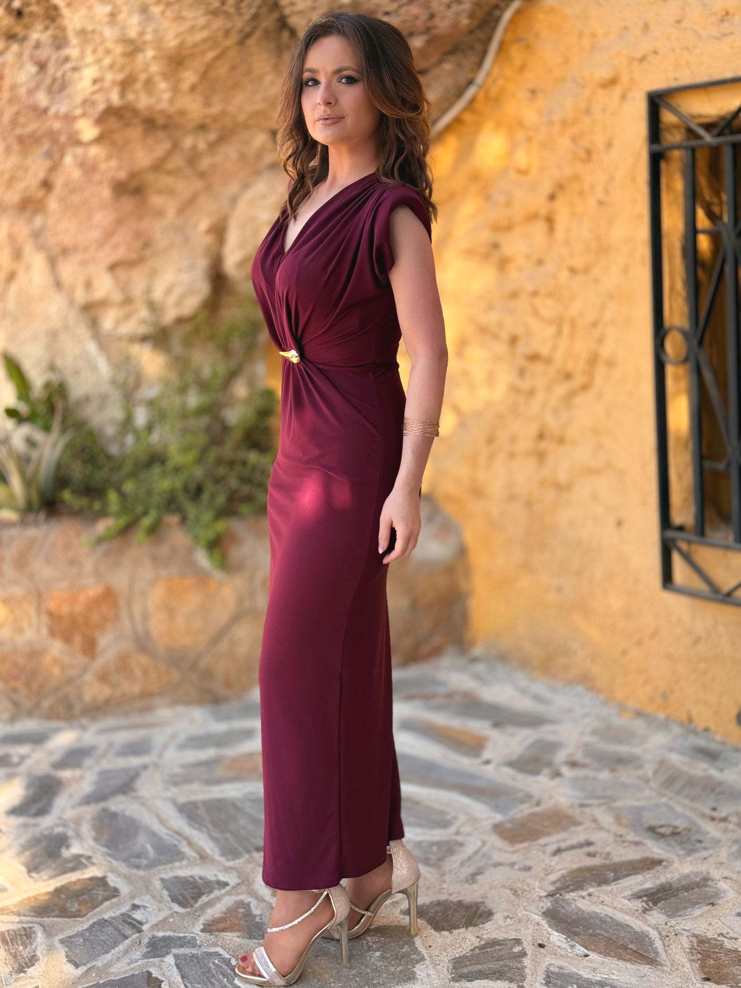 Vestido midi drapeado