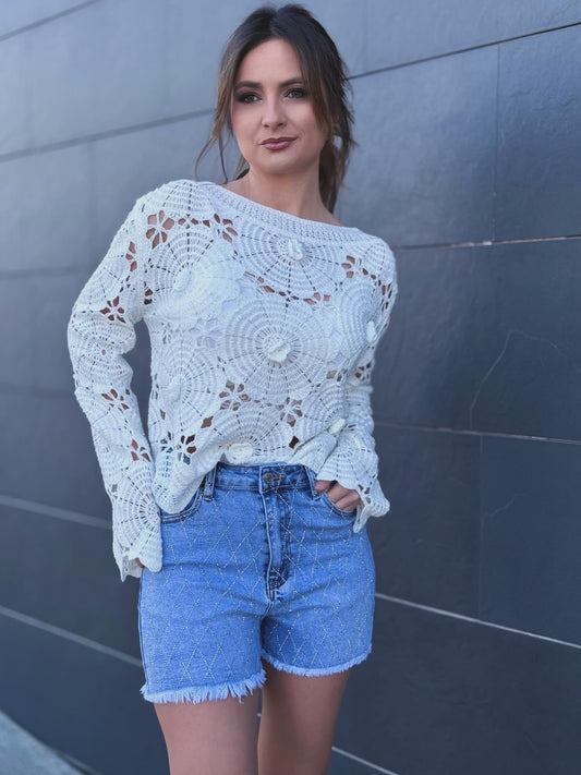 Pantalon vaquero corto glitter