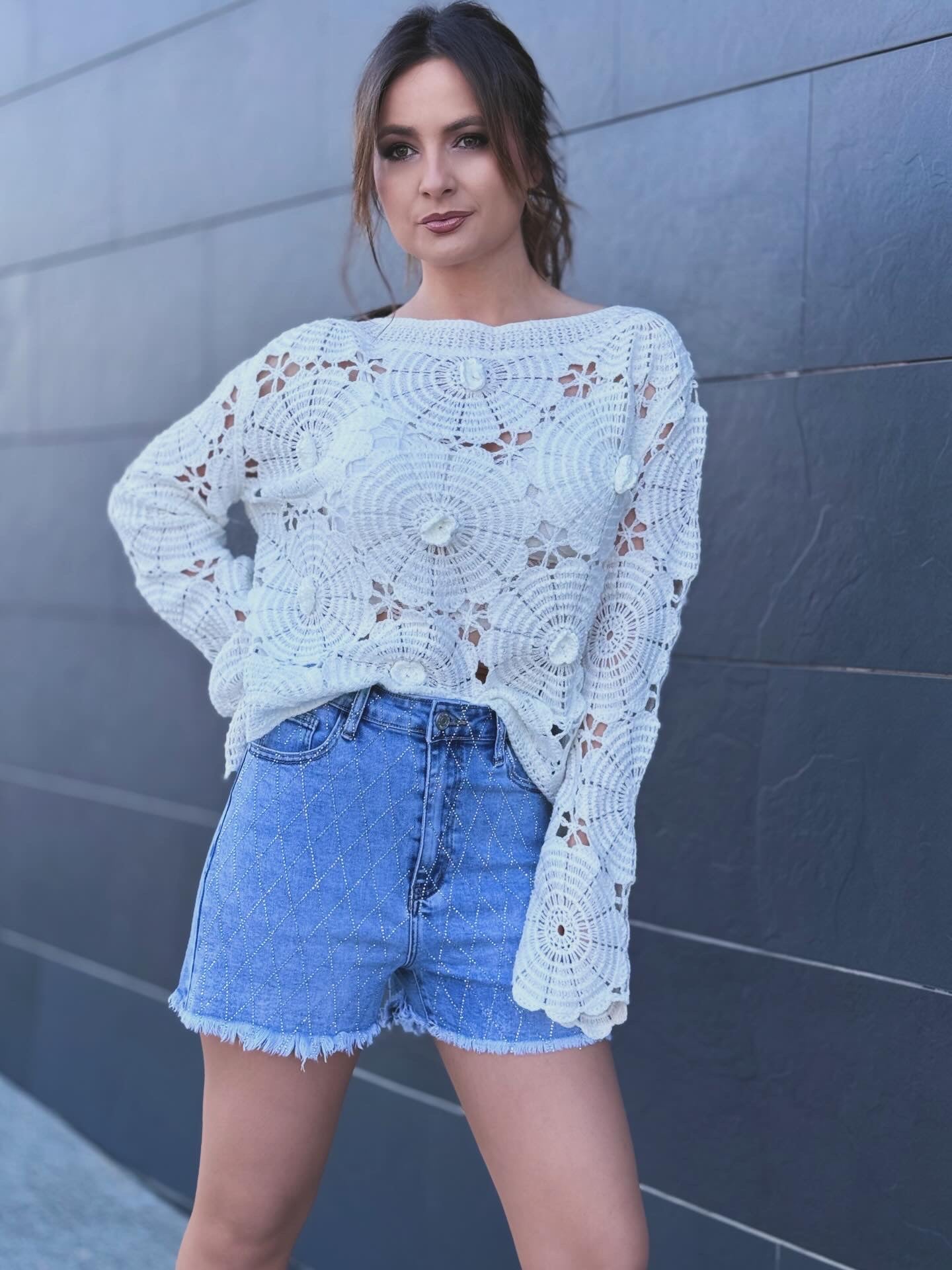 Pantalon vaquero corto glitter