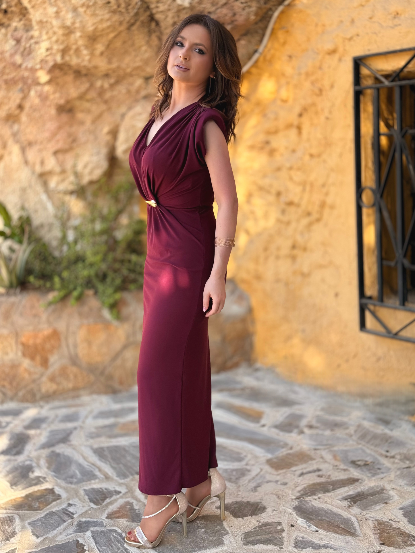 Vestido midi drapeado